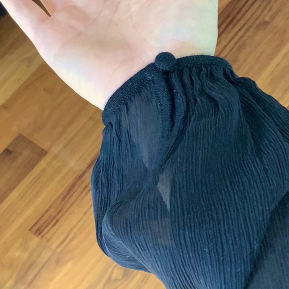 Ann Taylor black wool and crinkle chiffon silk sweater top Size S - Picture 4 of 8